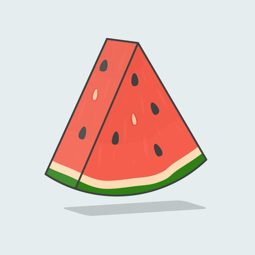 plak van watermeloen tekenfilm vector illustratie. watermeloen fruit vlak icoon schets