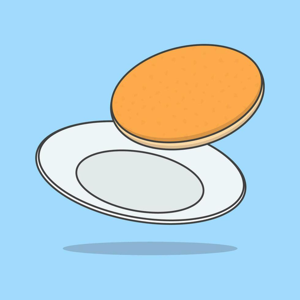 pannenkoek Aan een bord tekenfilm vector illustratie. pannenkoek vlak icoon schets