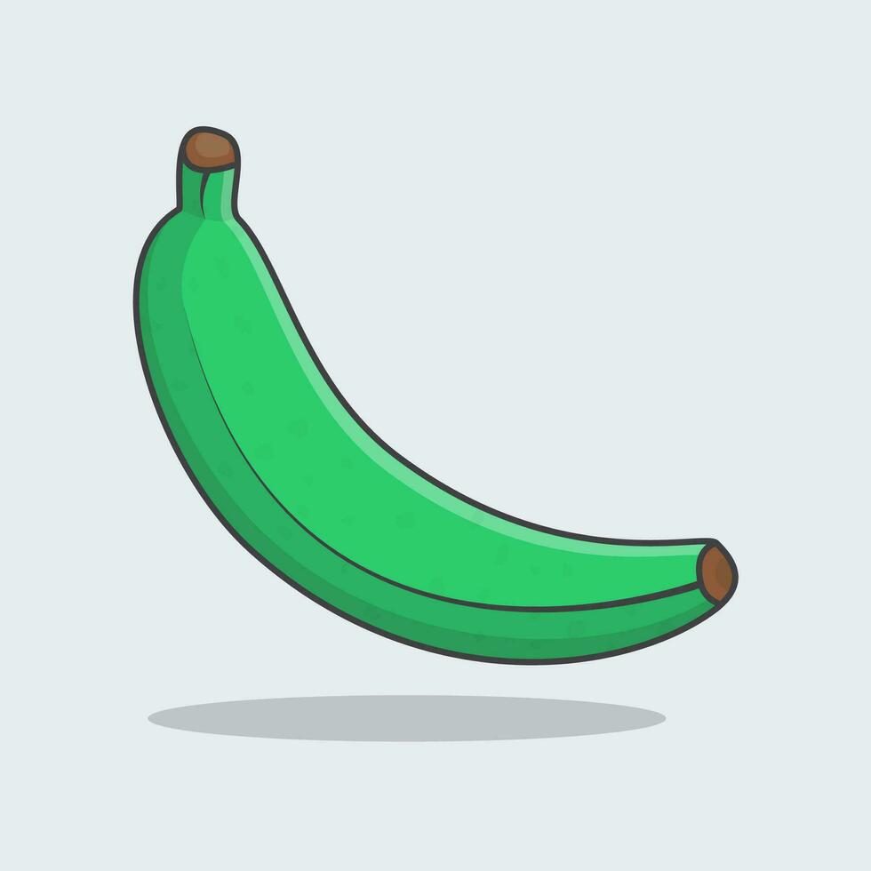 groen banaan tekenfilm vector illustratie. vers banaan fruit vlak icoon schets