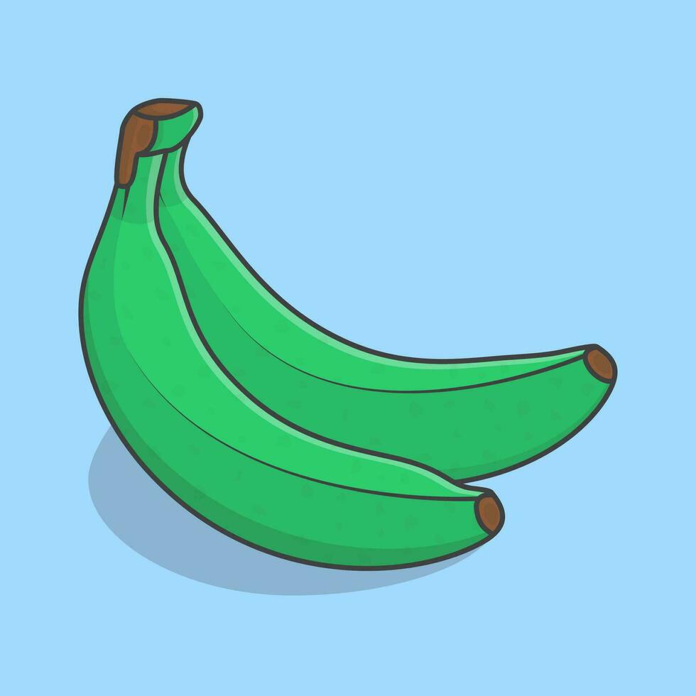 bundel van groen bananen tekenfilm vector illustratie. vers banaan fruit vlak icoon schets