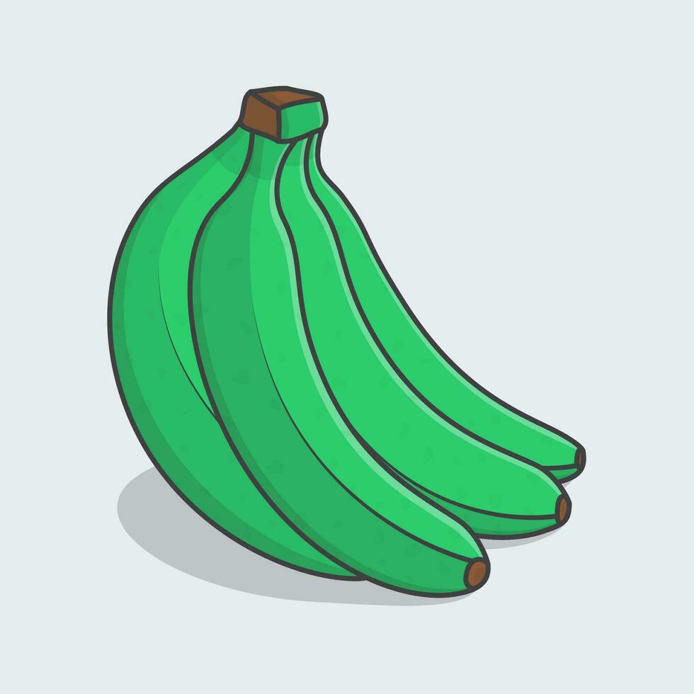 bundel van groen bananen tekenfilm vector illustratie. banaan fruit vlak icoon schets