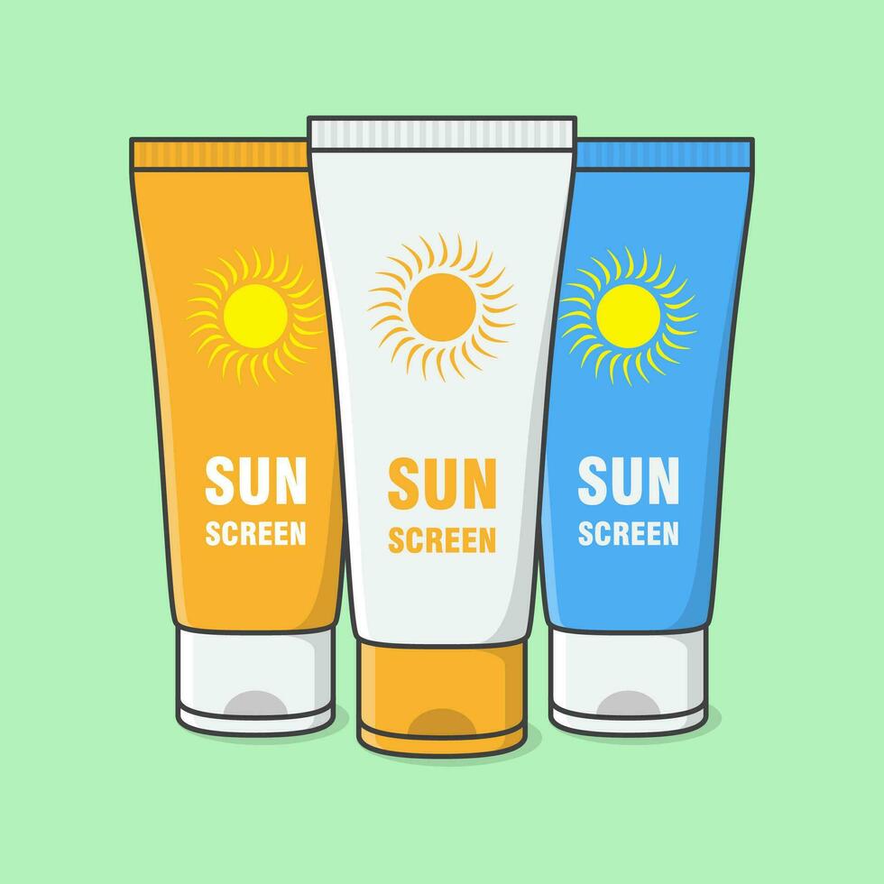 zonnescherm room tekenfilm vector illustratie. zon bescherming kunstmatig Product vlak icoon schets. sunblock lotions of huidsverzorging