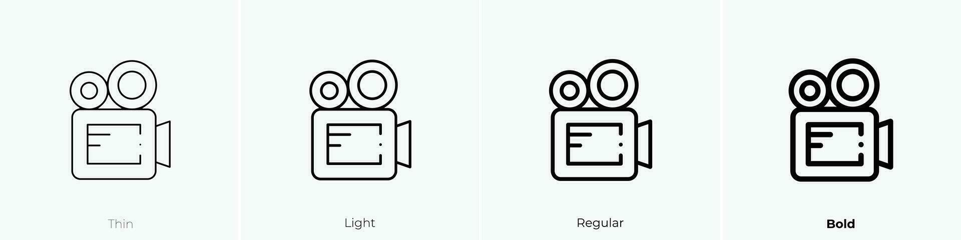 video camera icoon. dun, licht, regelmatig en stoutmoedig stijl ontwerp geïsoleerd Aan wit achtergrond vector