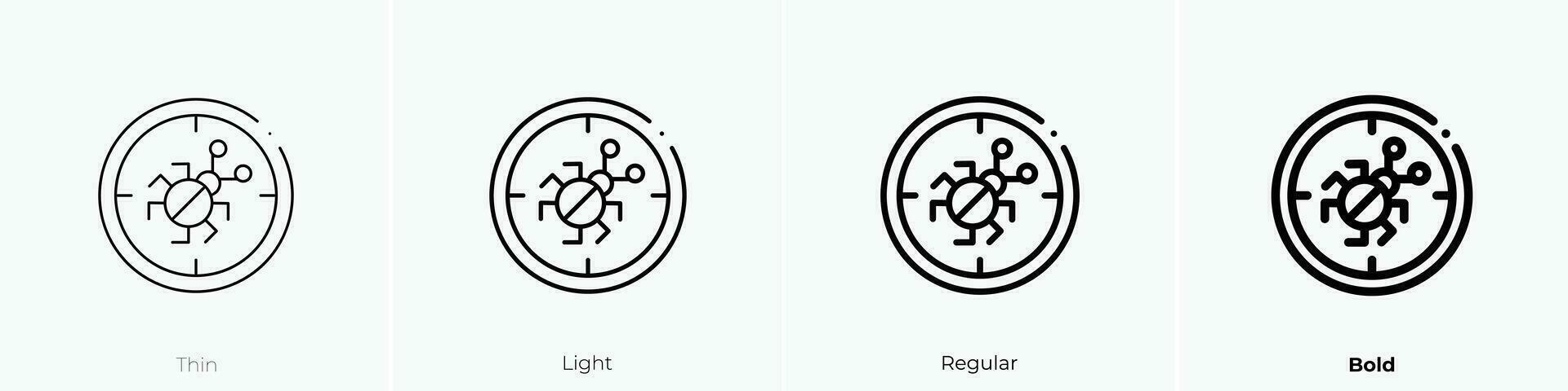 virus scannen icoon. dun, licht, regelmatig en stoutmoedig stijl ontwerp geïsoleerd Aan wit achtergrond vector