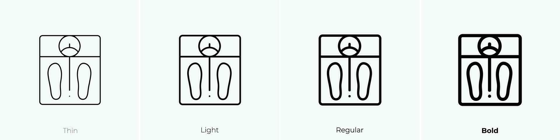 gewicht schaal icoon. dun, licht, regelmatig en stoutmoedig stijl ontwerp geïsoleerd Aan wit achtergrond vector