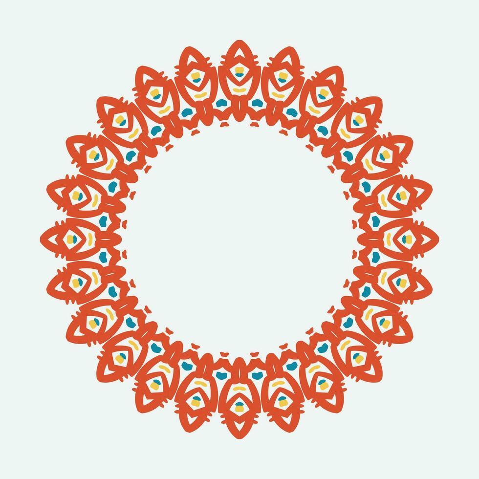 decoratief cirkel kader. afgeronde ring met overladen ornament in oosters en Arabisch stijl antiek schijf met gevormde vector ornament.