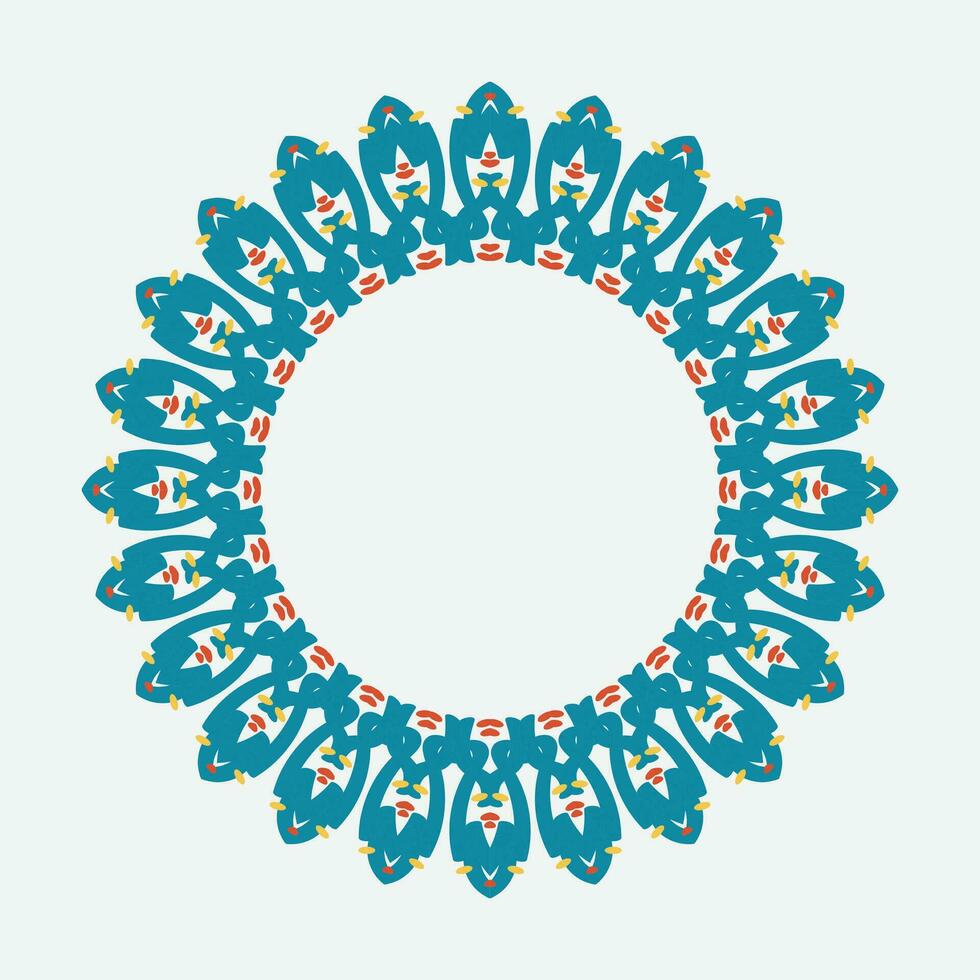 decoratief cirkel kader. afgeronde ring met overladen ornament in oosters en Arabisch stijl antiek schijf met gevormde vector ornament.