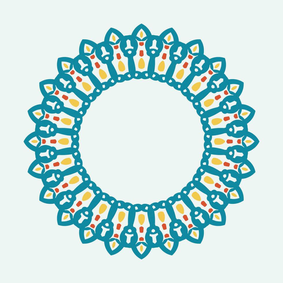 decoratief cirkel kader. afgeronde ring met overladen ornament in oosters en Arabisch stijl antiek schijf met gevormde vector ornament.