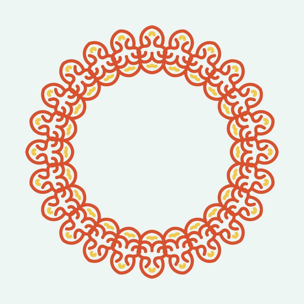 decoratief cirkel kader. afgeronde ring met overladen ornament in oosters en Arabisch stijl antiek schijf met gevormde vector ornament.