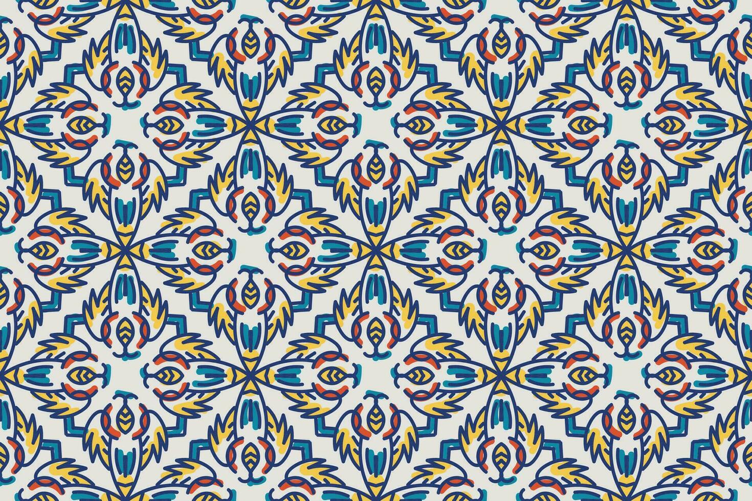 naadloos kleurrijk lapwerk tegel met Islam, Arabisch, Indisch, poef motieven. majolica pottenbakkerij tegel. Portugees en Spanje decor. keramisch tegel in talavera stijl. vector illustratie.