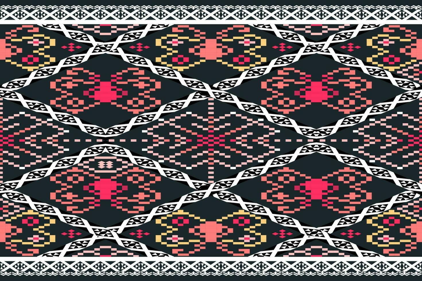 etnisch abstract ikat.naadloos patroon in tribal.aztec meetkundig patroon voor levendig kleur.kleurrijk meetkundig borduurwerk voor textiel,stof,kleding,achtergrond,batik,gebreide kleding,mode vector