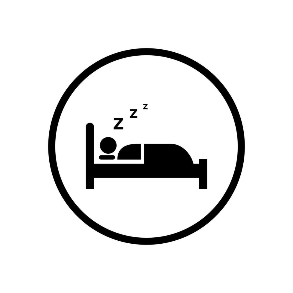 slaap icoon vector in cirkel lijn. slapen bed teken symbool