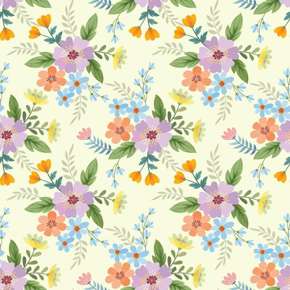 kleurrijke hand tekenen bloemen naadloze patroon. vector