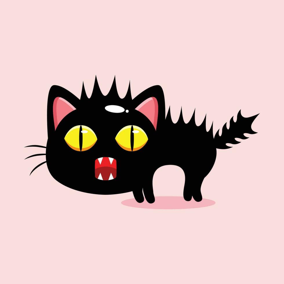schattig zwart kat poseren bang vector