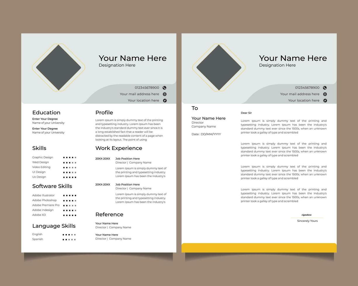 schoon cv, CV en Hoes brief ontwerp sjabloon vector