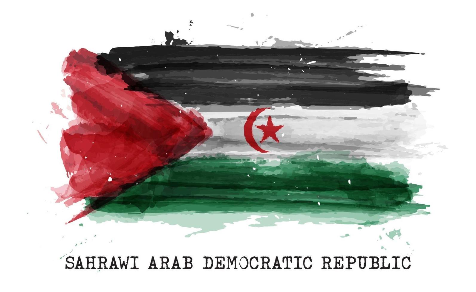 realistische aquarel vlag van de sahrawi arabische democratische republiek. vector. vector