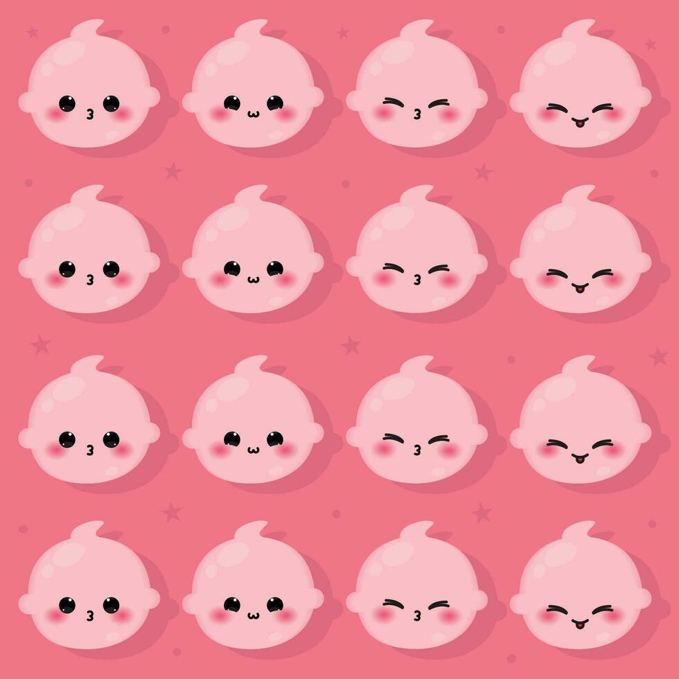 naadloos patroon achtergrond met baby emoji pictogrammen vector