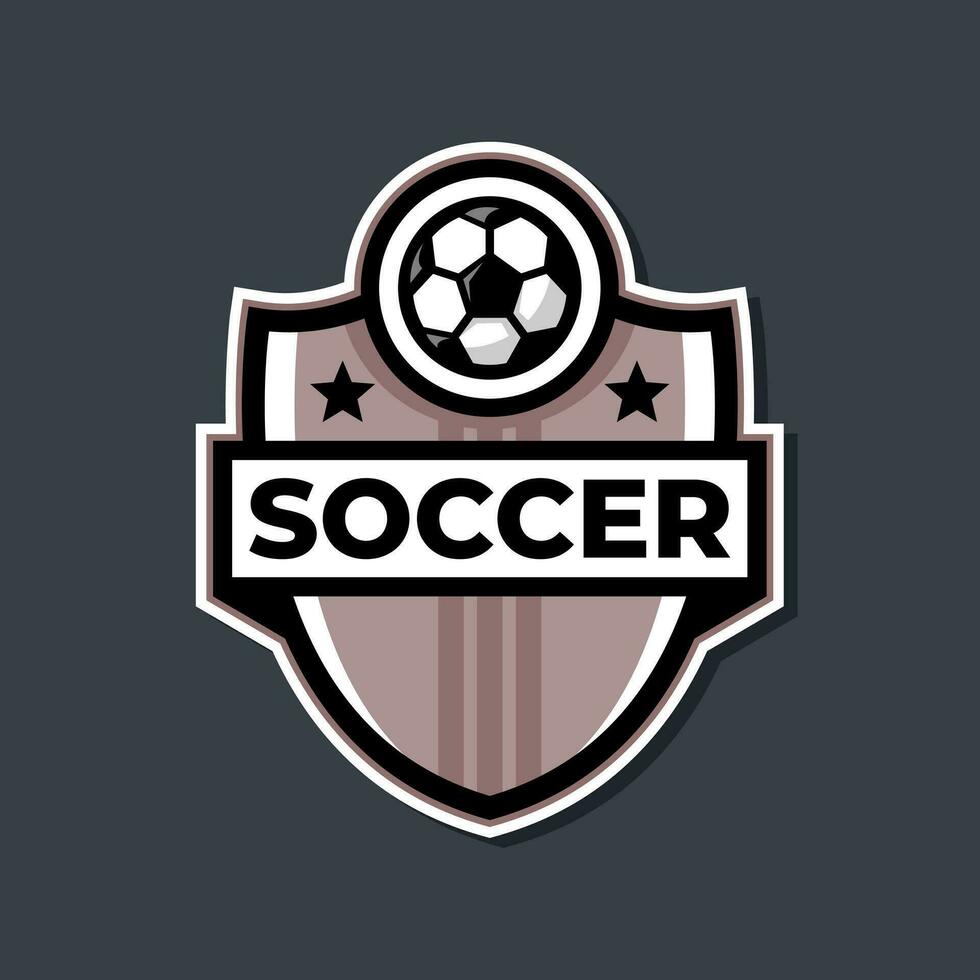 voetbal logo badge met een voetbal illustratie. sport team logo vector sjabloon.