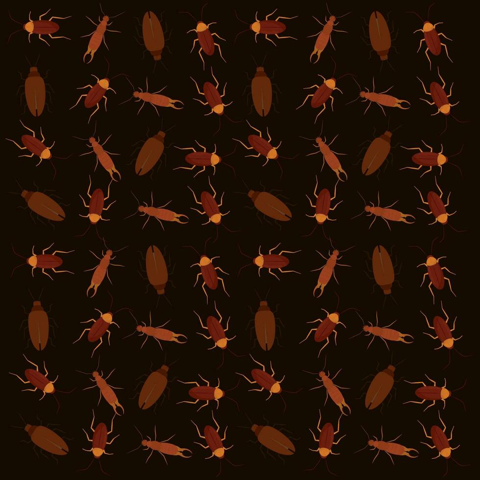 naadloos patroon achtergrond met kakkerlak insect pictogrammen vector