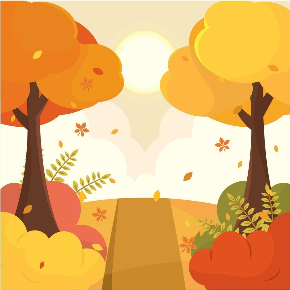 gekleurde seizoensgebonden herfst landschap scenario vector