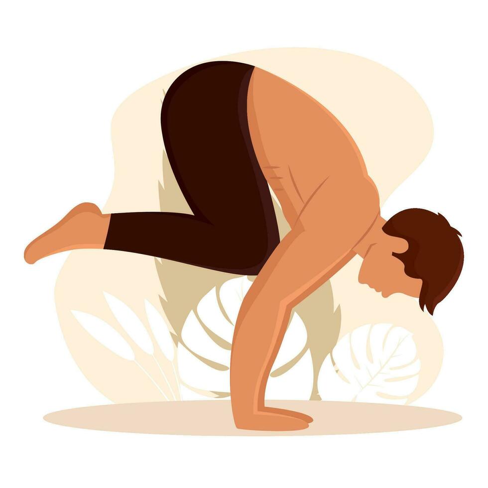 geïsoleerd mannetje karakter aan het doen yoga vector