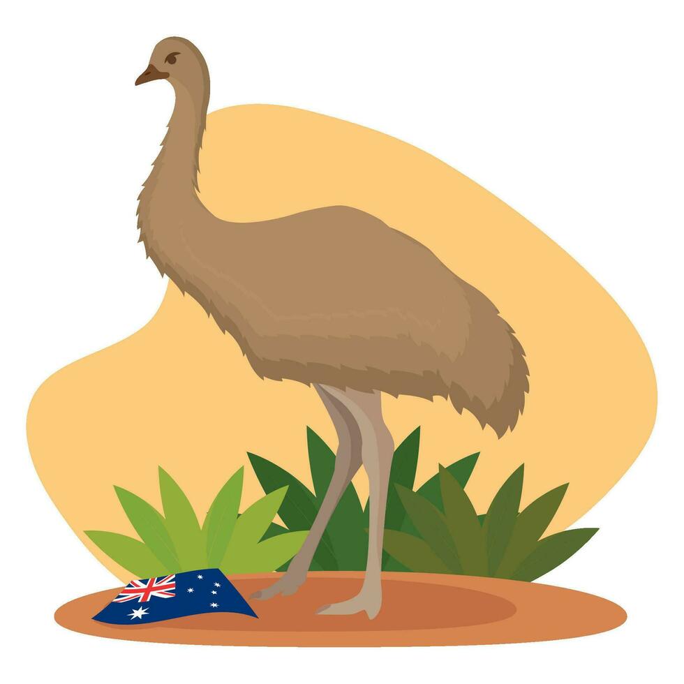 schattig emoe met de vlag van Australië vector