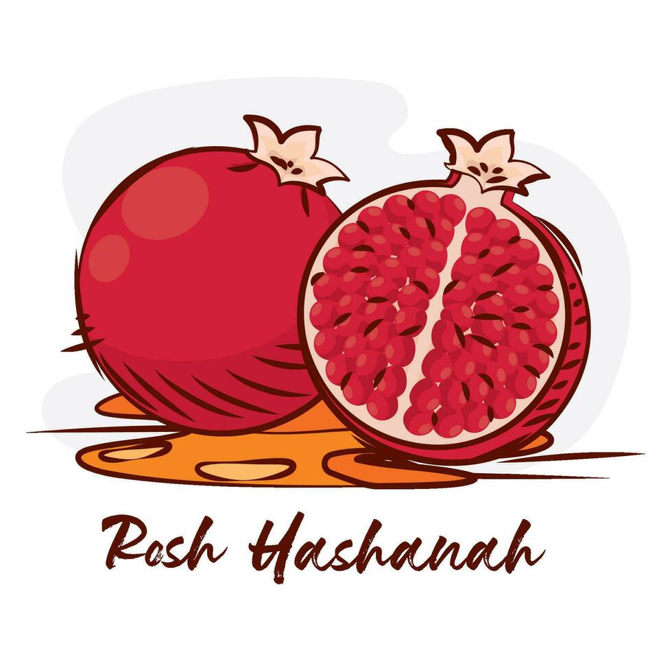 geïsoleerd gekleurde schetsen van granaatappel fruit Aan honing Rosh hashanah vector