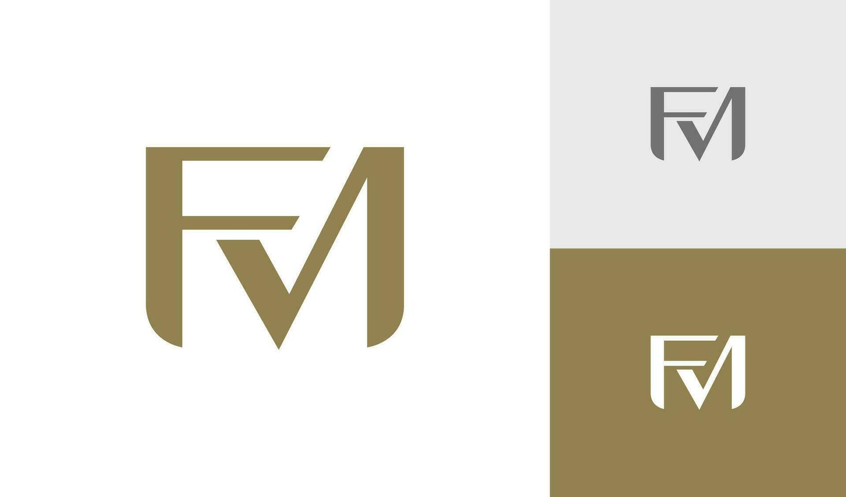 brief fm eerste monogram logo ontwerp vector