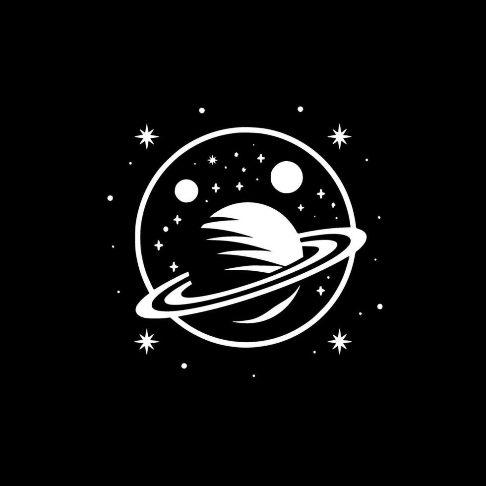 ruimte - zwart en wit geïsoleerd icoon - vector illustratie
