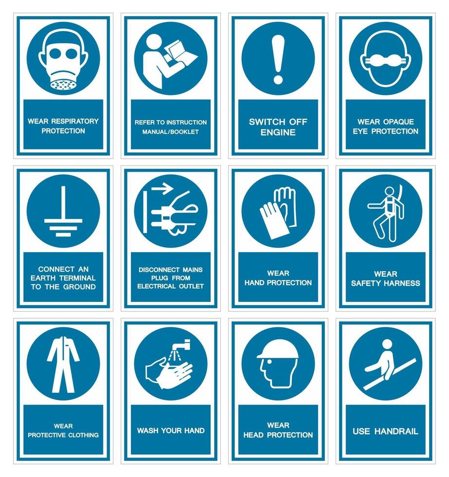 veiligheid ppe moet worden gedragen teken isoleren op witte achtergrond, vector illustratie eps.10