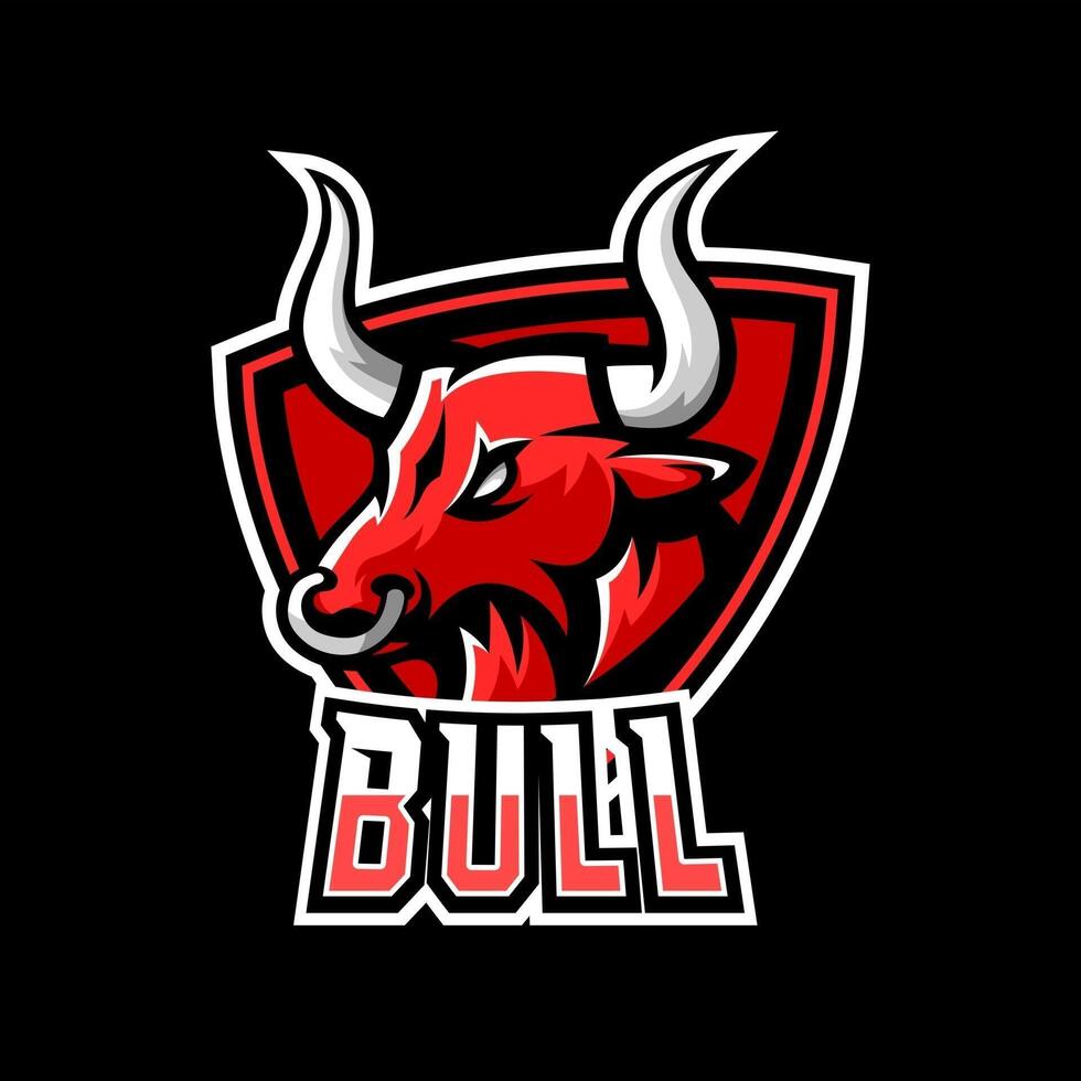 stier koe dier esport gaming mascotte logo sjabloon vector