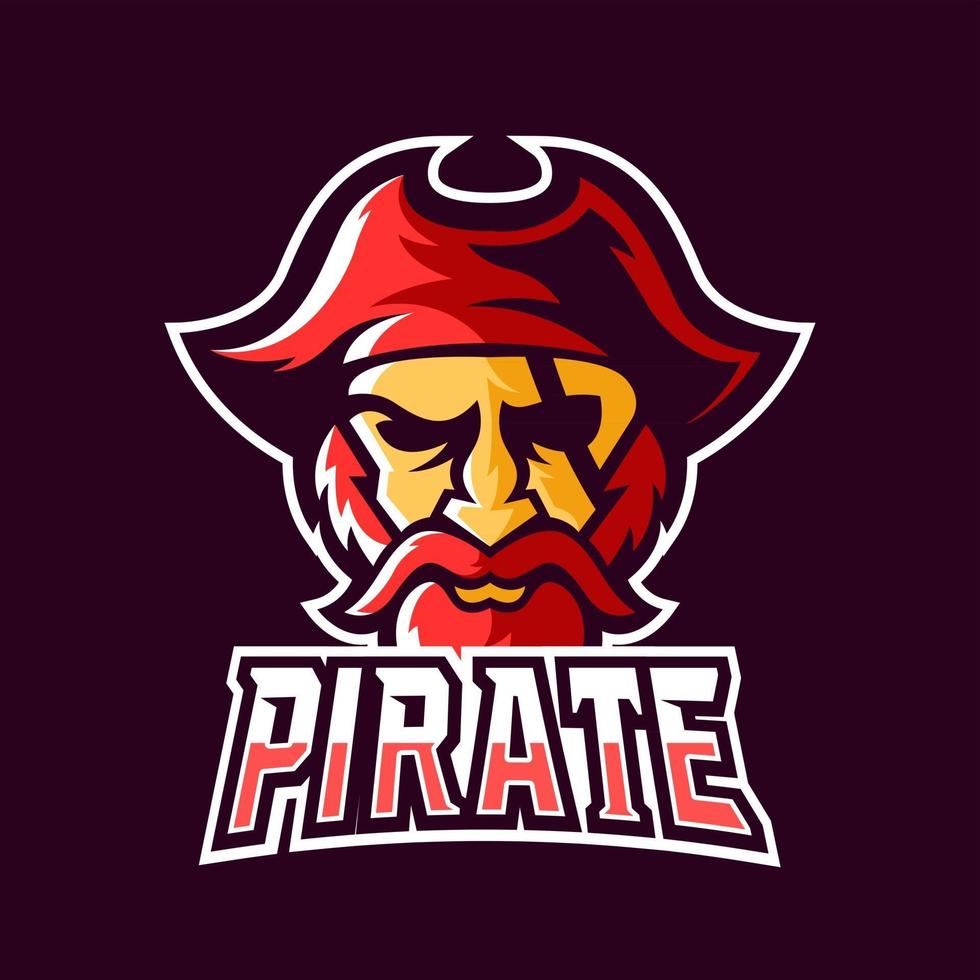 piraat sport of esport gaming mascotte logo sjabloon vector