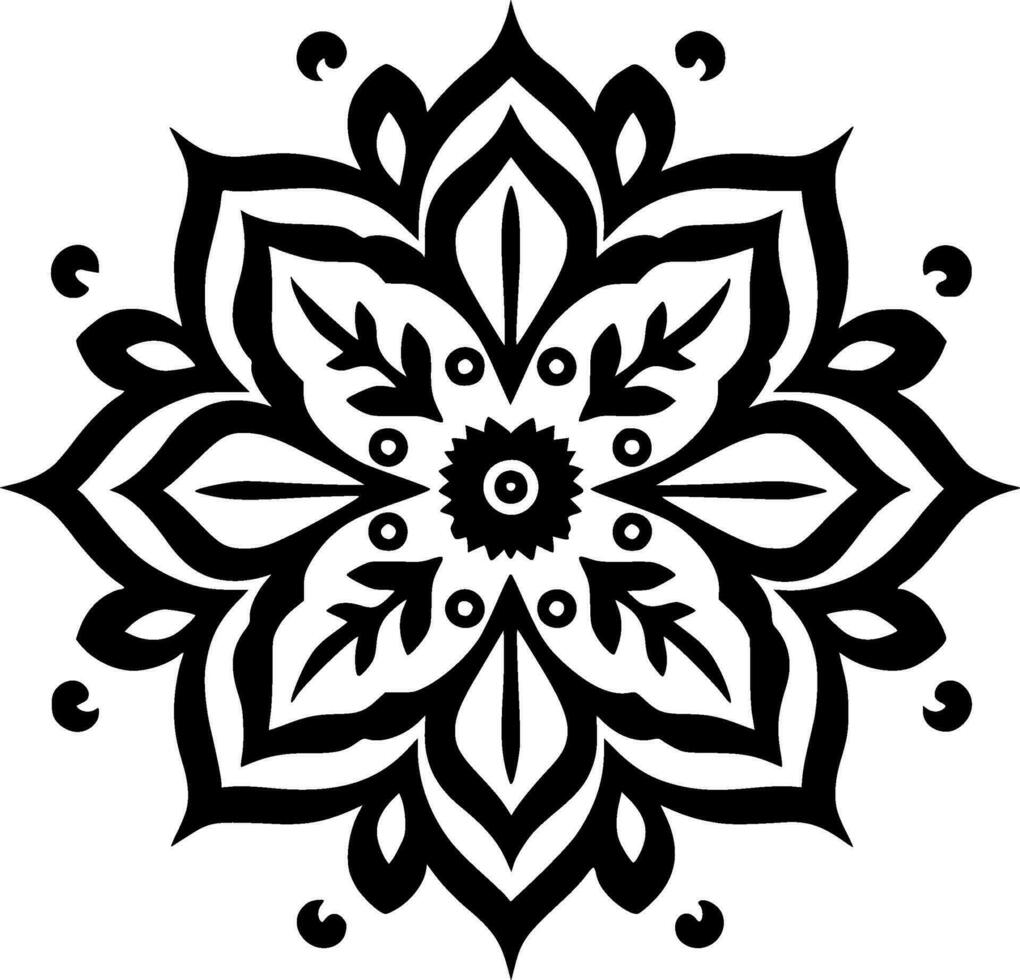 mandala - zwart en wit geïsoleerd icoon - vector illustratie