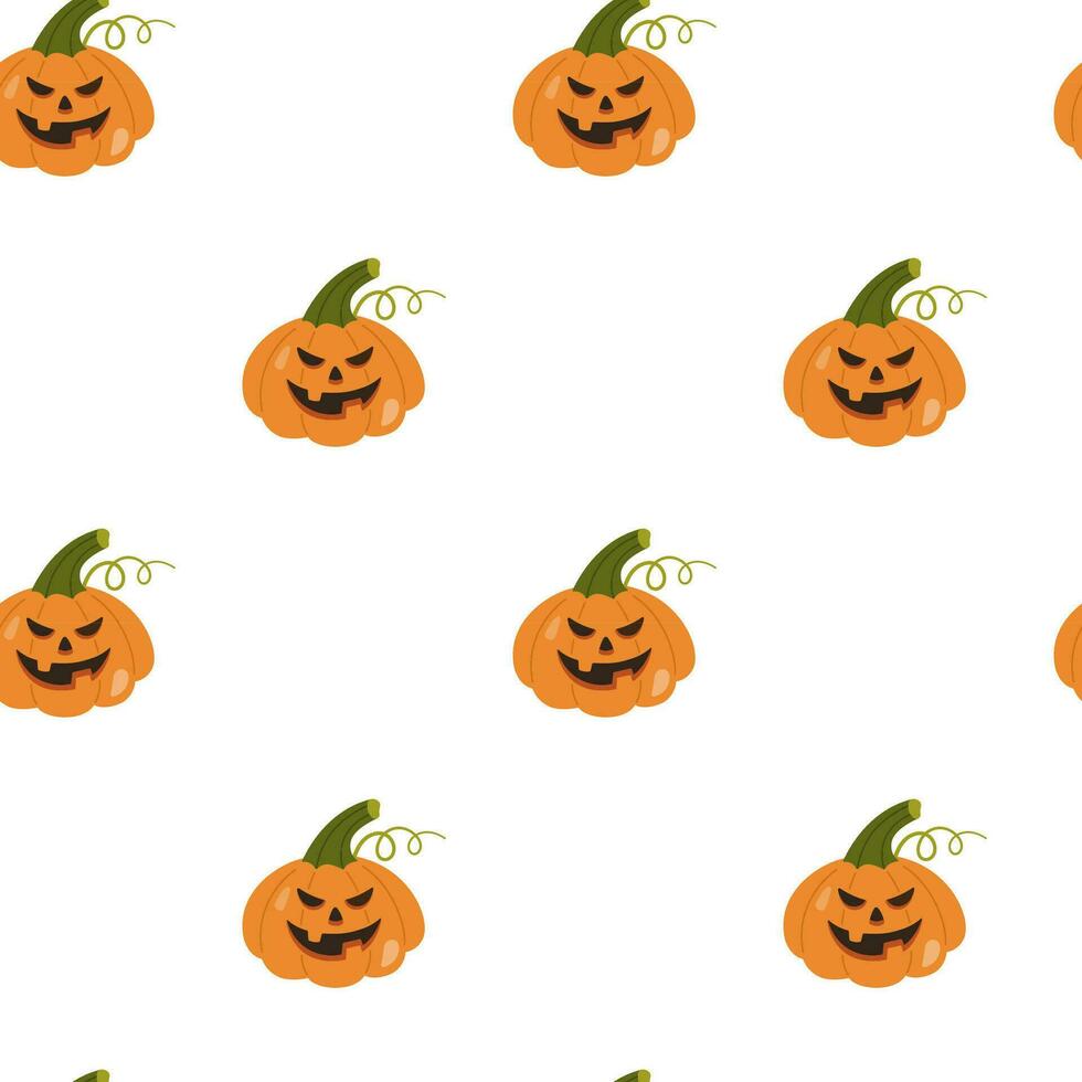 schattig tekenfilm pompoen. naadloos patroon met pompoen. vector illustratie van halloween pompoen. kinderen illustratie in tekenfilm stijl.