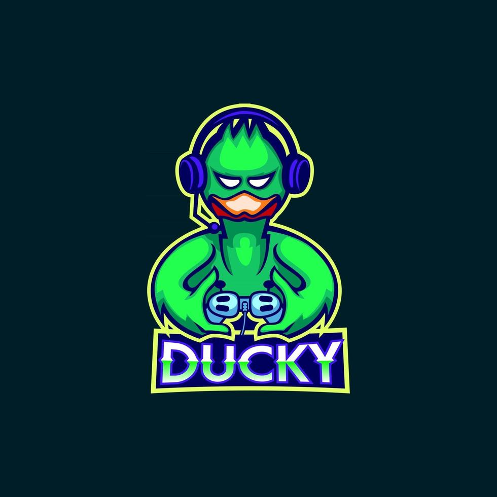 ducky mascotte gaming-logo-ontwerp vector