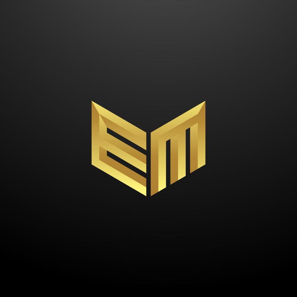 em logo monogram brief initialen ontwerpsjabloon met gouden 3D-textuur vector