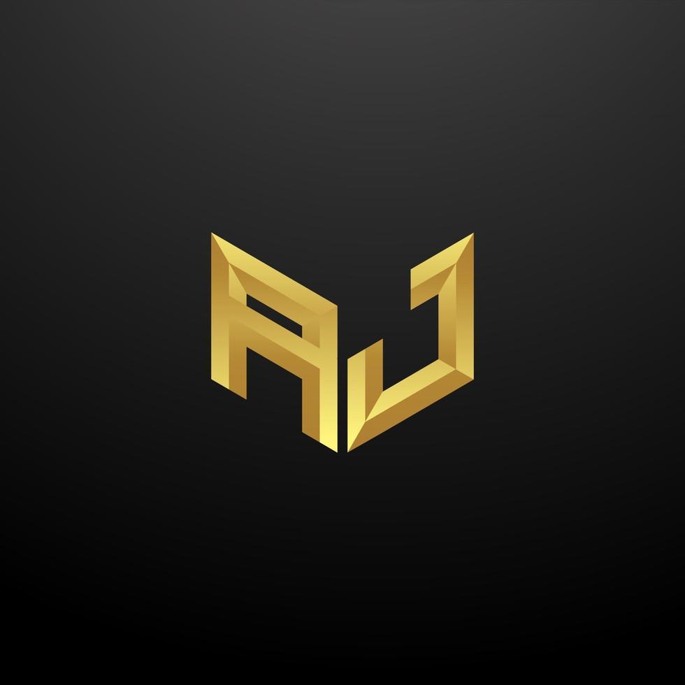 aj logo monogram brief initialen ontwerpsjabloon met gouden 3D-textuur vector
