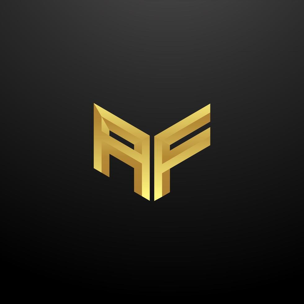 af logo monogram brief initialen ontwerpsjabloon met gouden 3D-textuur vector