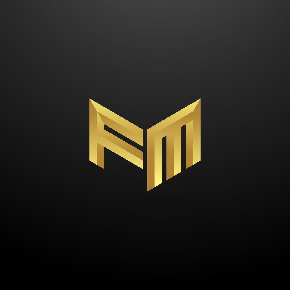 fm logo monogram brief initialen ontwerpsjabloon met gouden 3D-textuur vector