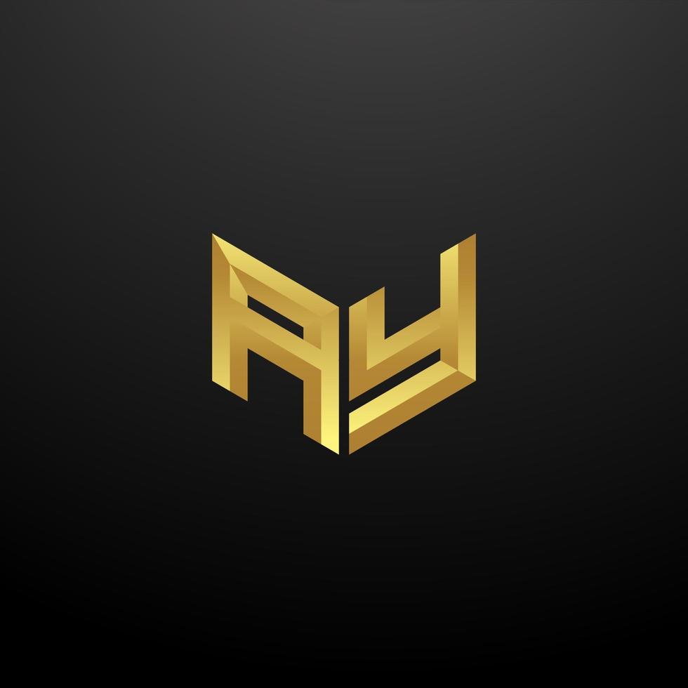 ay logo monogram brief initialen ontwerpsjabloon met gouden 3D-textuur vector