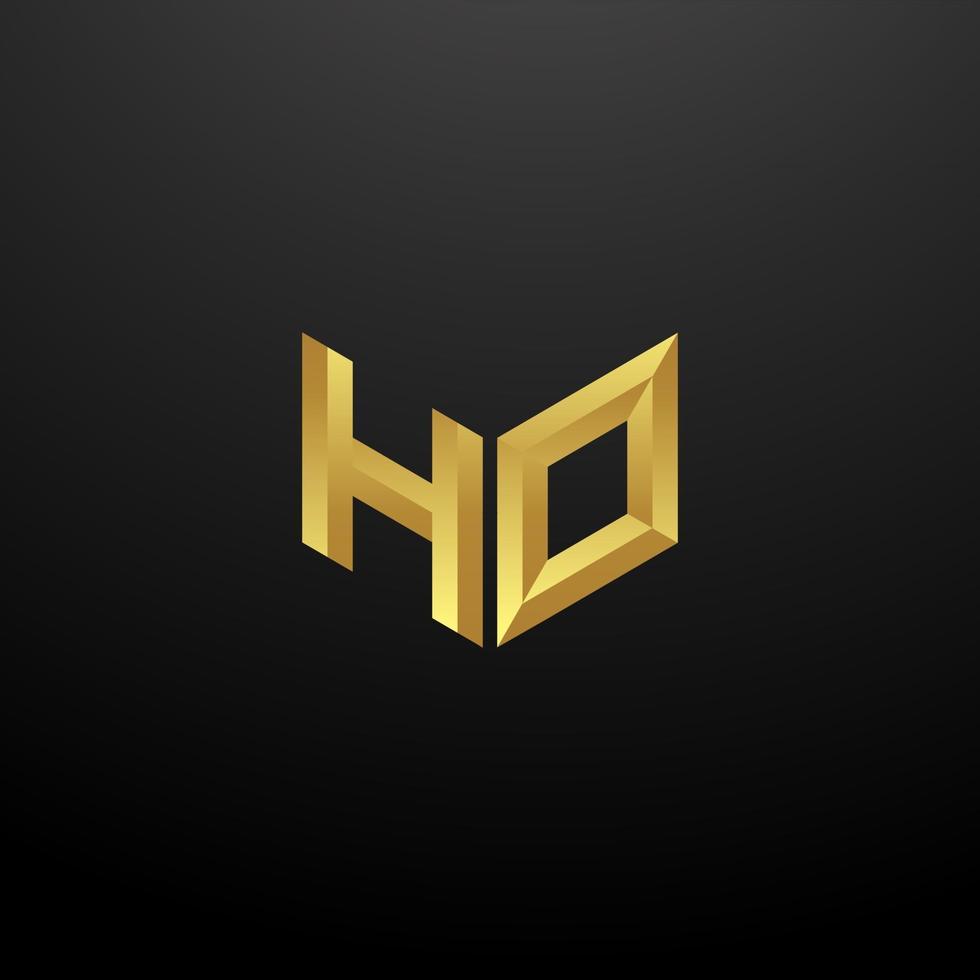 ho logo monogram brief initialen ontwerpsjabloon met gouden 3D-textuur vector