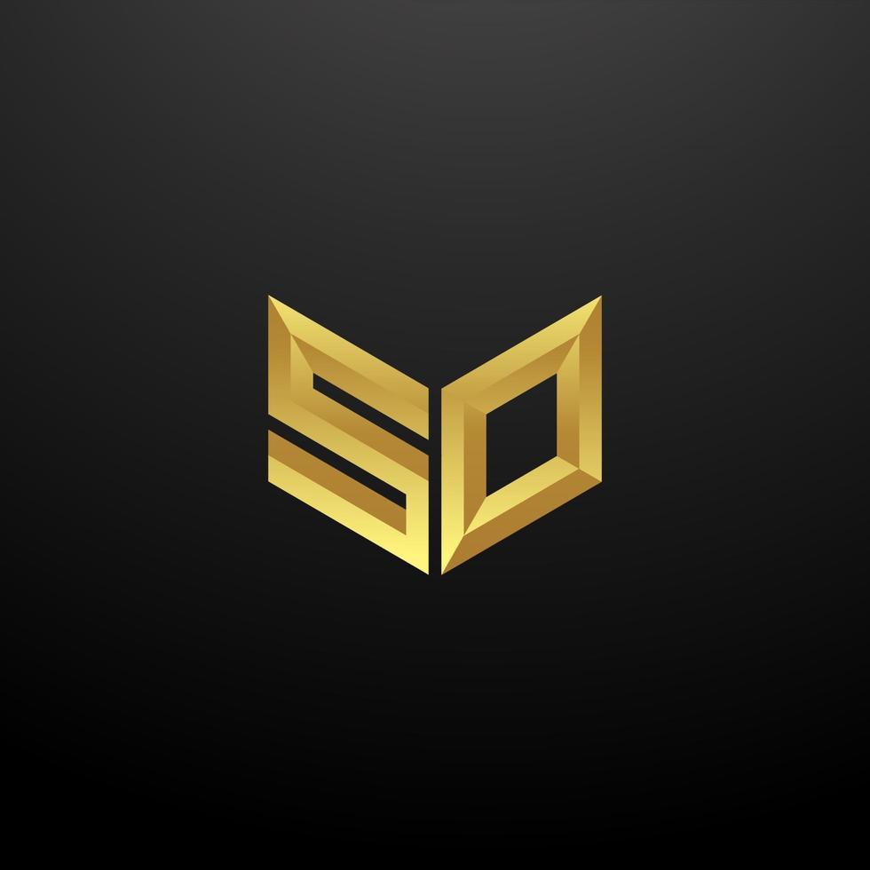 dus logo monogram letter initialen ontwerpsjabloon met gouden 3D-textuur vector