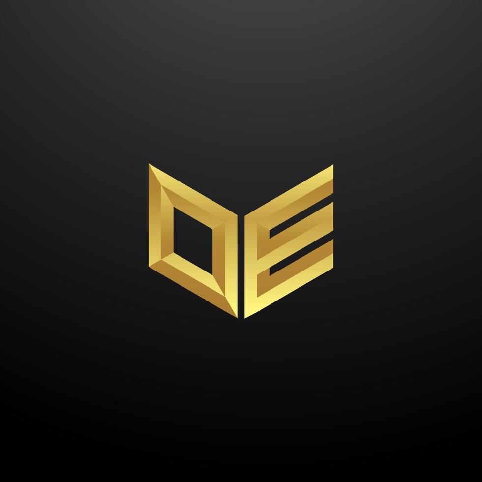 oe logo monogram brief initialen ontwerpsjabloon met gouden 3D-textuur vector