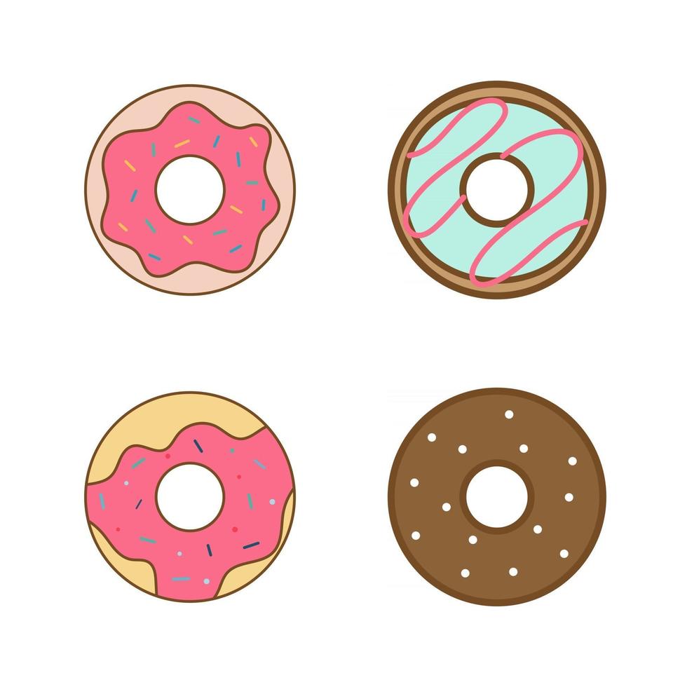 set van donuts platte vector iconen