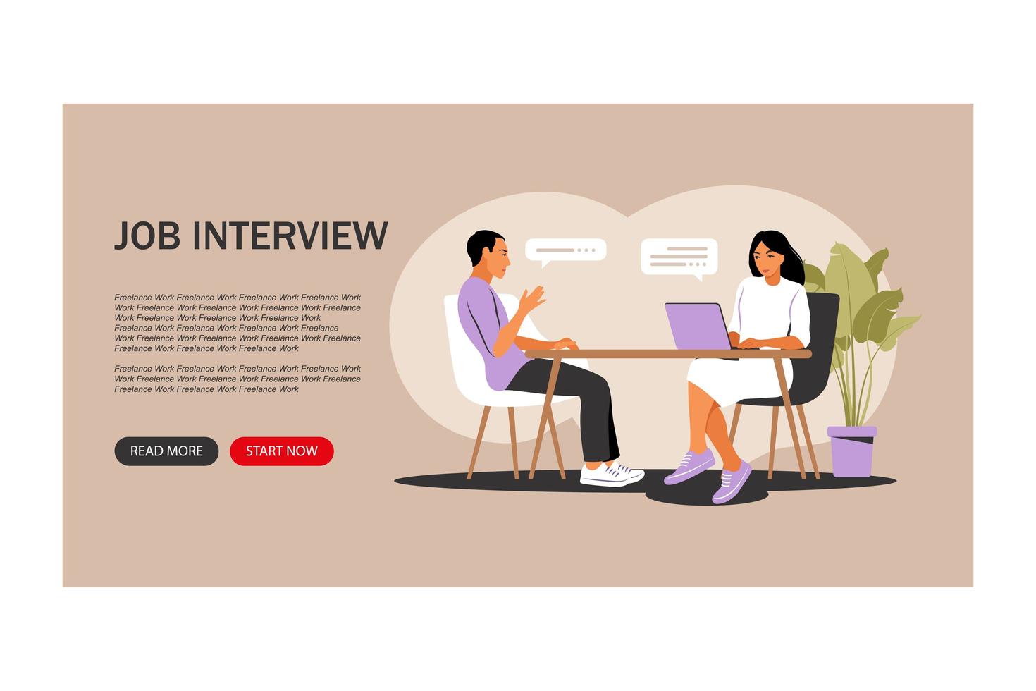 sollicitatiegesprek concept. landingspagina. interview met personeelszaken. vectorillustratie. vlak. vector