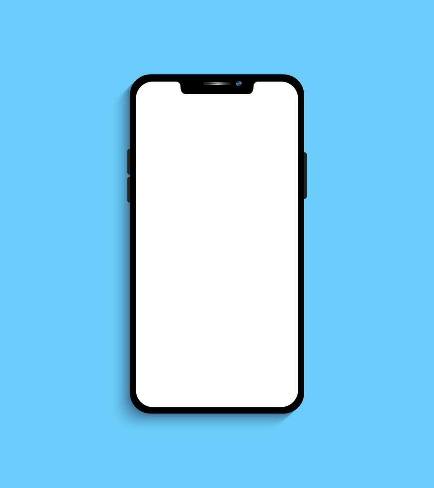 smartphone mockup met blanco wit scherm in realistisch, klei, vlak vector, lijn stijl. mobiel telefoon mockup voorkant visie. vector illustratie