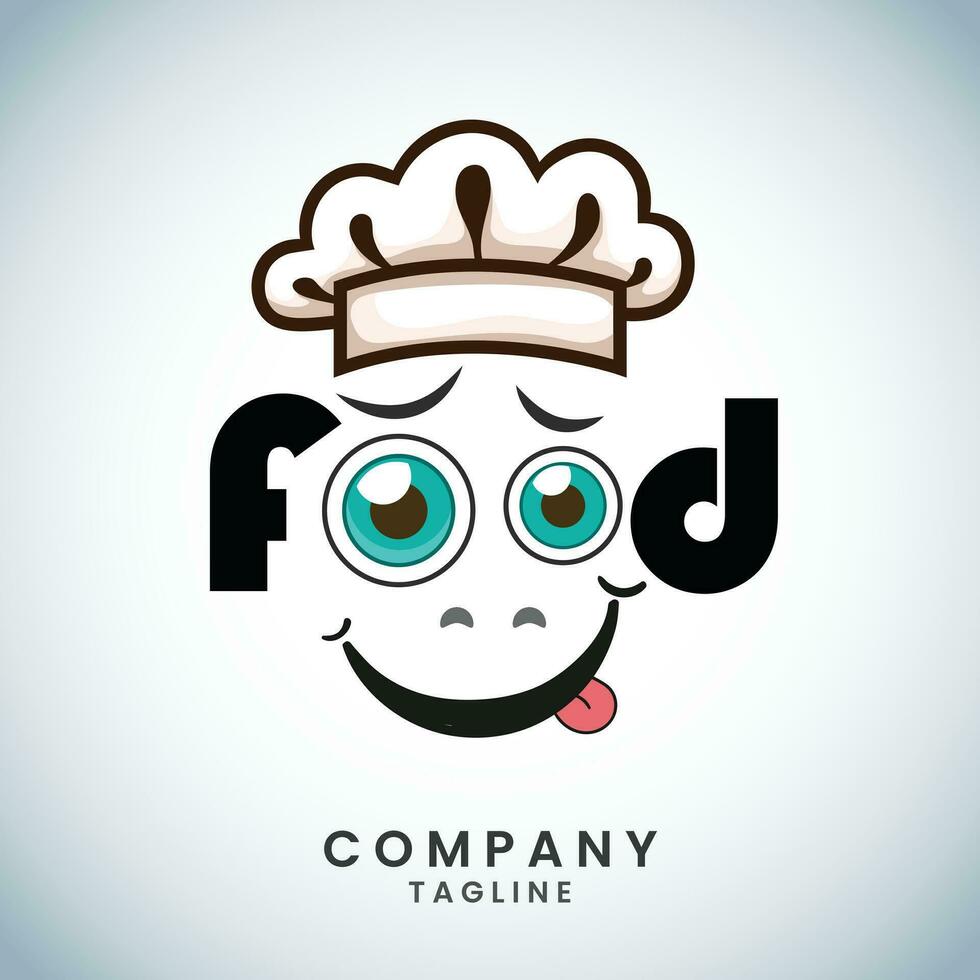 voedsel logo met glimlach. etiket voor voedsel bedrijf. hotel logo. vector illustratie met glimlach