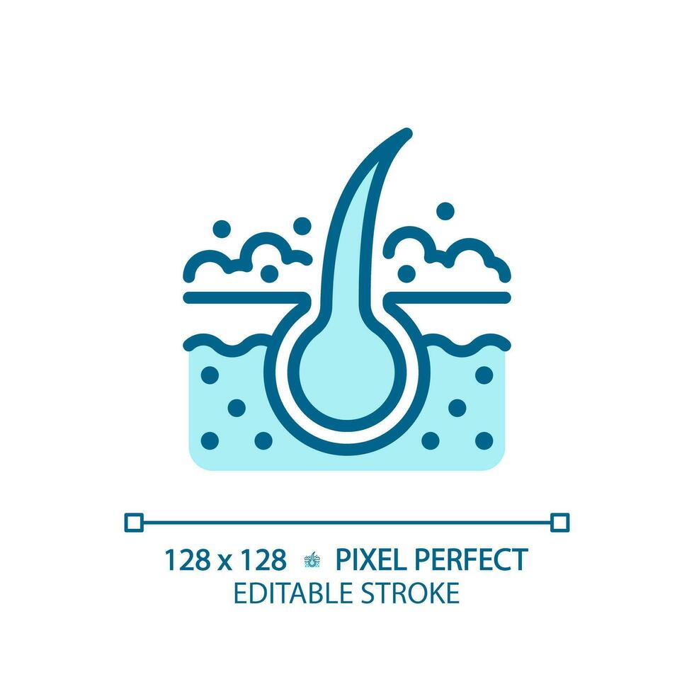 2d pixel perfect bewerkbare haar- wassen blauw icoon, geïsoleerd vector, haarverzorging dun lijn gemakkelijk monochromatisch illustratie. vector