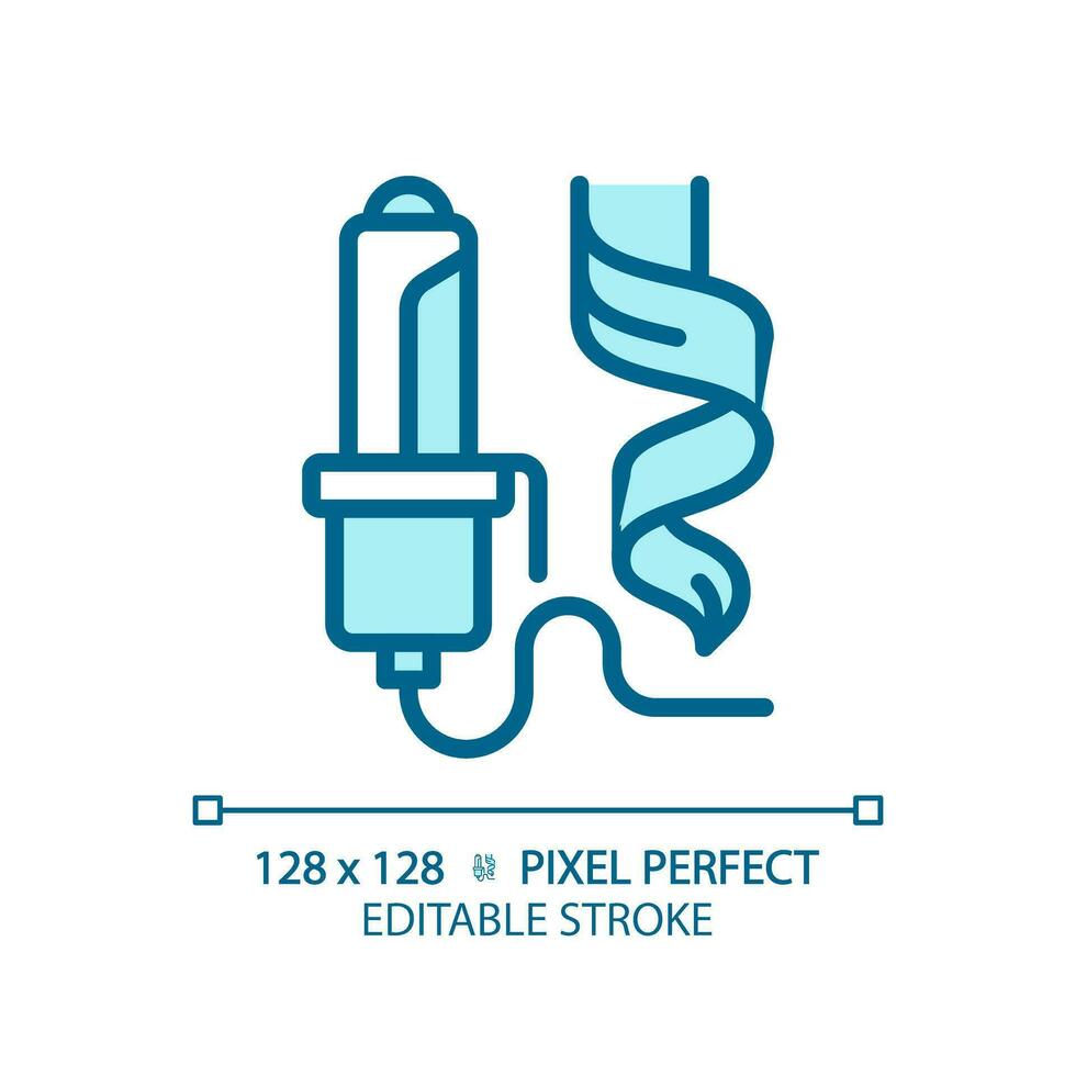 2d pixel perfect bewerkbare haar- krultang blauw icoon, geïsoleerd vector, haarverzorging dun lijn gemakkelijk monochromatisch illustratie. vector