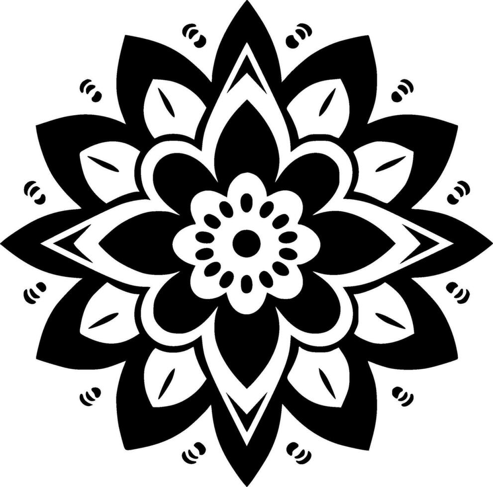 mandala - zwart en wit geïsoleerd icoon - vector illustratie